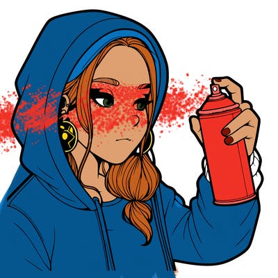 a realistic girl, spray painting