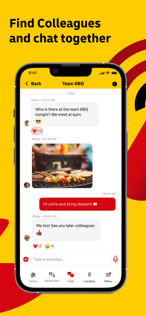 Smart Connect – Go Digital - DHL従業員が同僚とチャットおよび調整するためのモバイルアプリインターフェース。