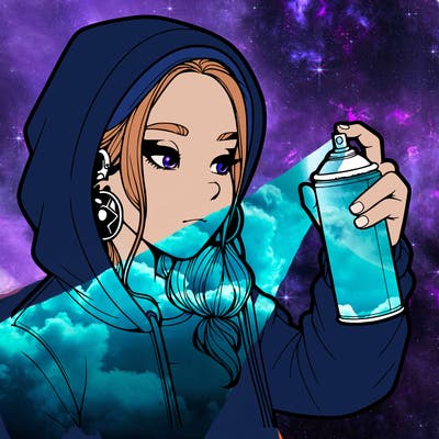 a realistic girl, spray painting