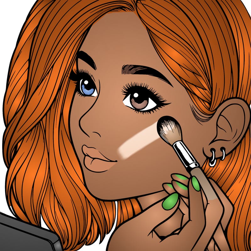 a realistic girl doing her makeup