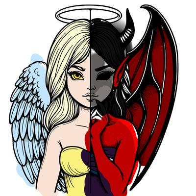 realistic angel half demon