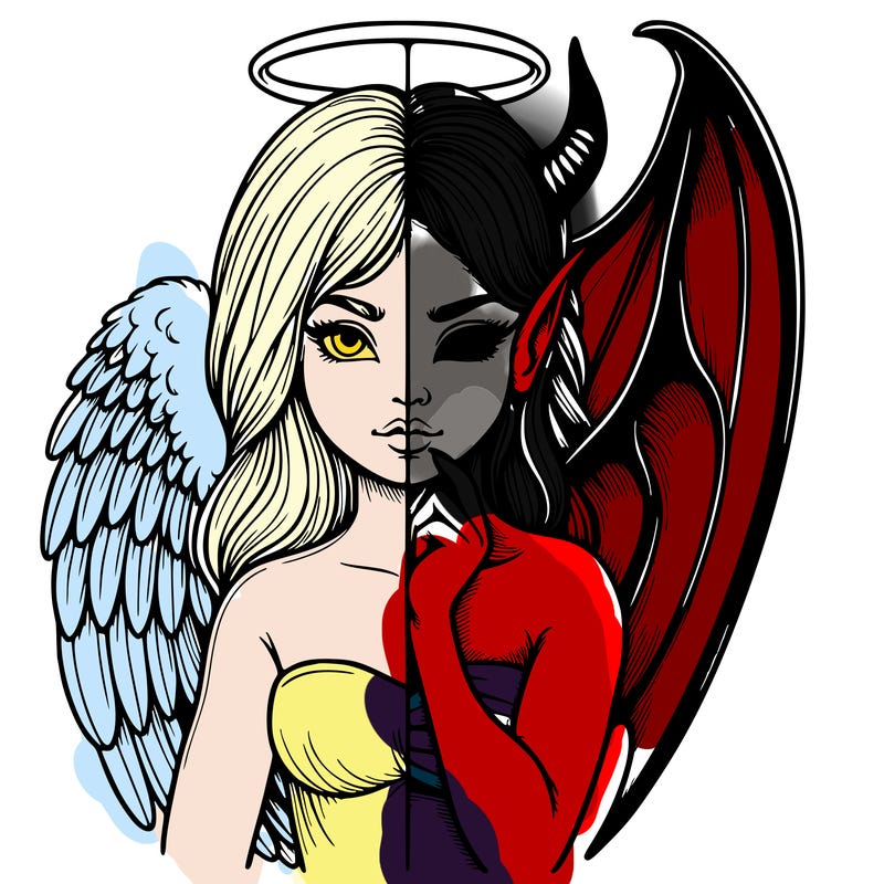 realistic angel half demon