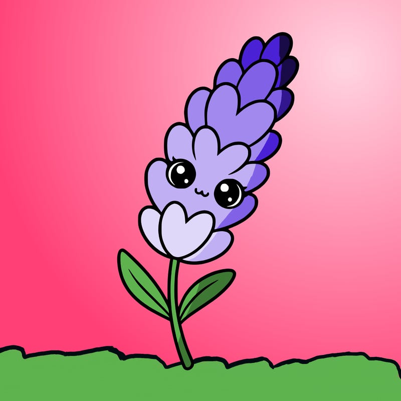 the flower lavender kawaii but cute and a little realistic