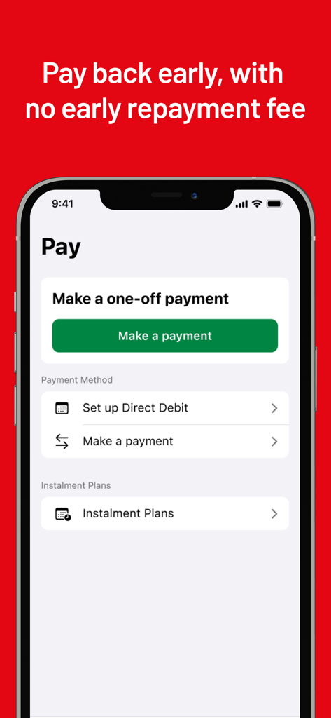 Argos Pay - Argos Pay mobile App-Zahlungsbildschirm mit Optionen für Einmalzahlungen und Ratenpläne