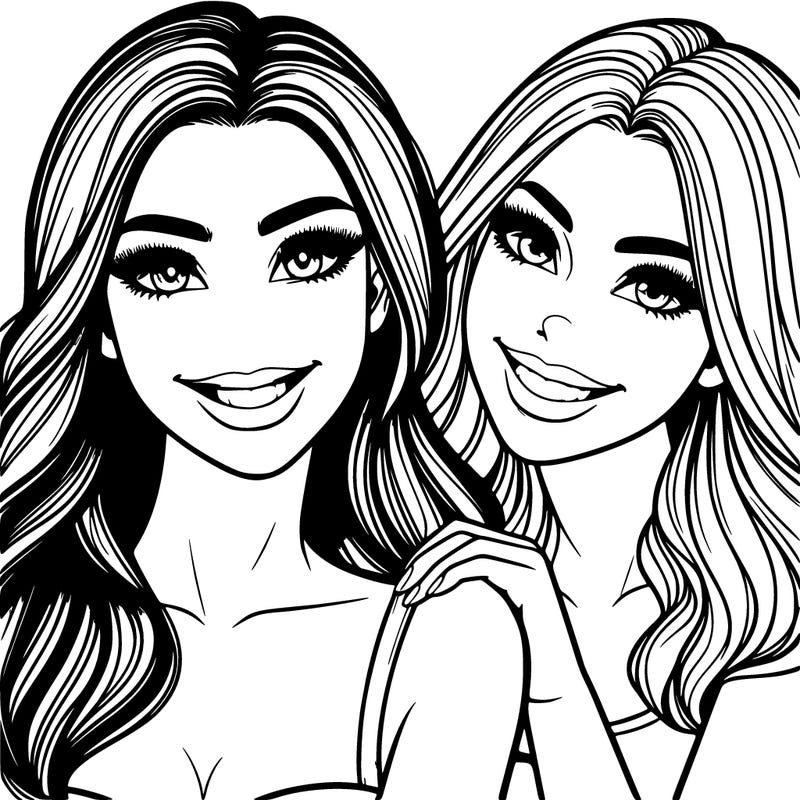 beautiful woman smiling best friends realistic