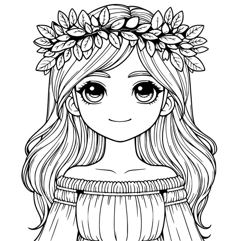 realistic girl with leaf crown