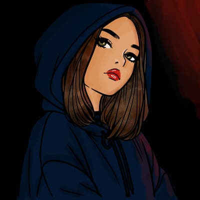 a realistic girl in a hoodie