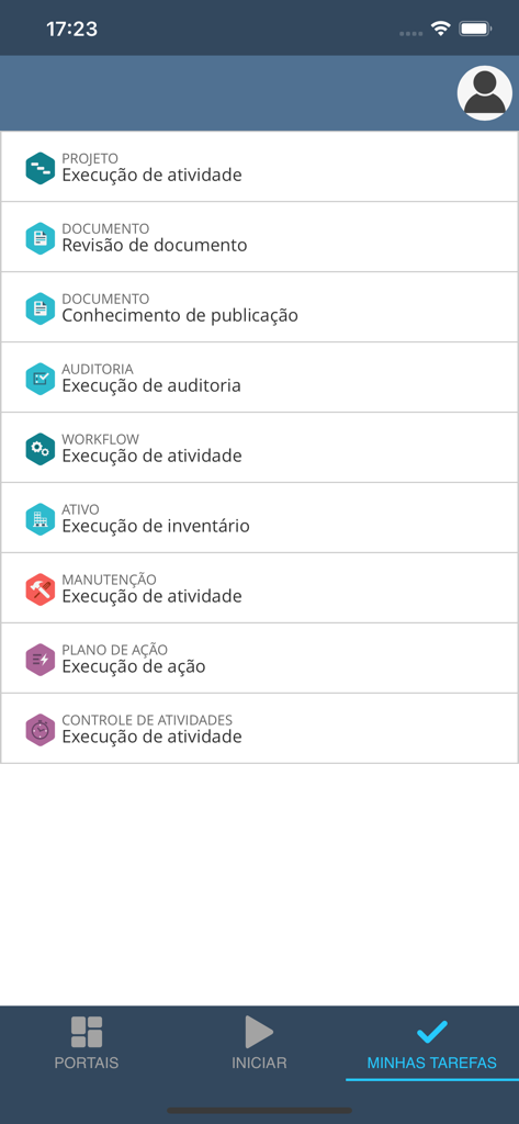 SoftExpert Suite - SoftExpert Suite mobile interface showing the My Tasks list for business process management
