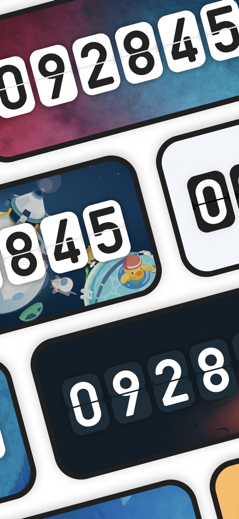 Flip clock & clock widget - Various aesthetic and minimalist flip clock theme designs for a personalized desktop setup.