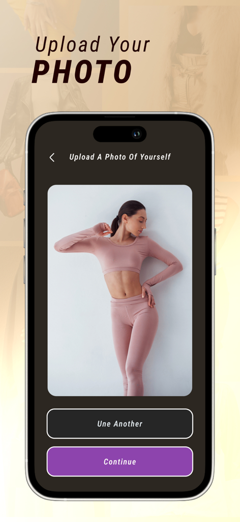 FitCheck - Personal AI Stylist - Mobile app interface showing the upload your photo screen for AI style analysis in FitCheck