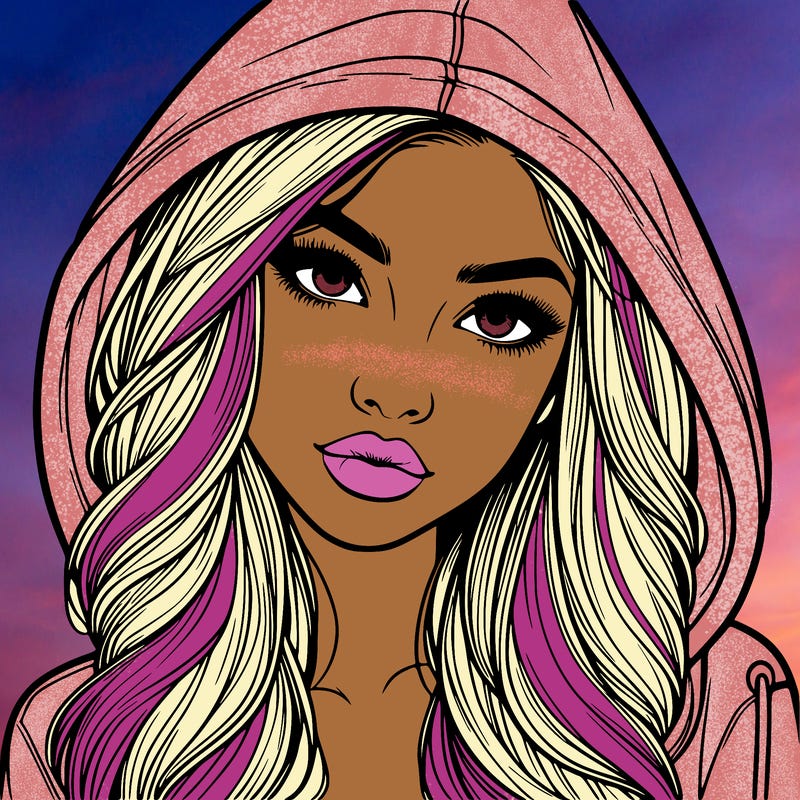 realistic beautiful girl with a hood on