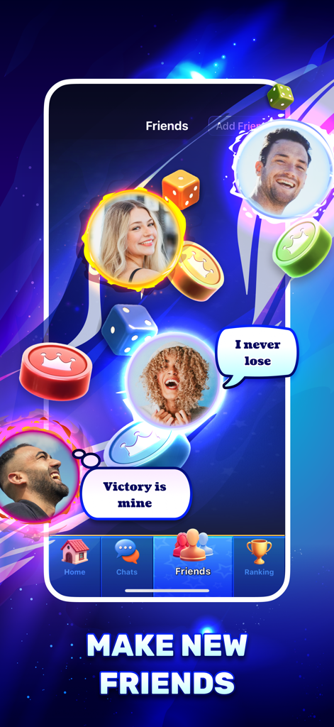 Ludo Clash: Play Ludo Online - Ludo Clash app screenshot showing social interaction and friend list features
