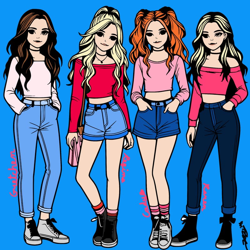 realistic four teenage girls