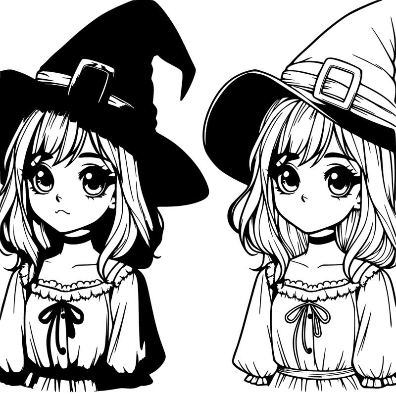 realistic girl with a witch hat