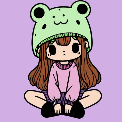 a girl wearing a frog hat and some frog socks