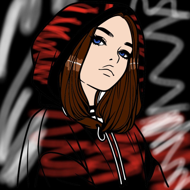 a realistic girl in a hoodie