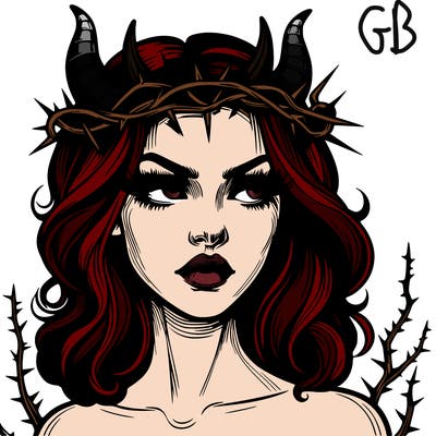 realistic devil woman with thorn crown
