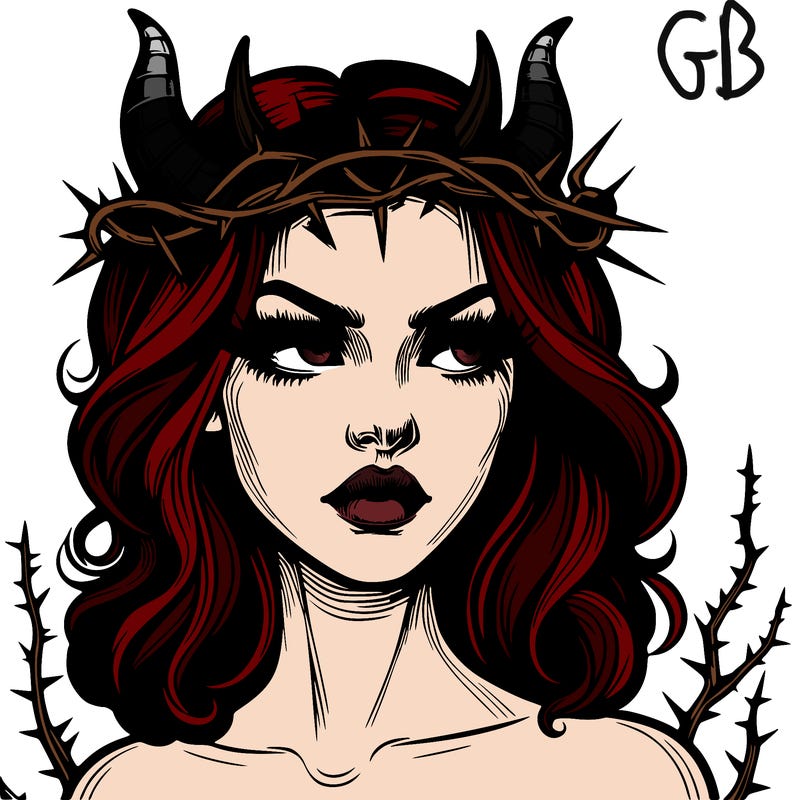 realistic devil woman with thorn crown