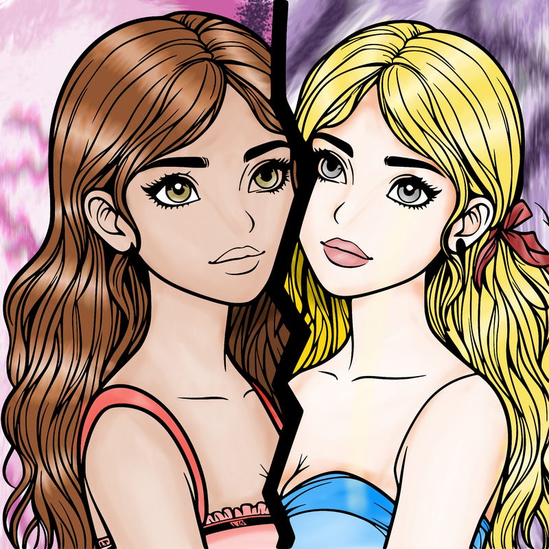 split realistic girl