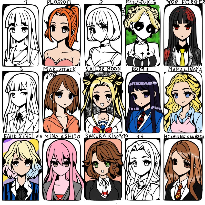 girls that look diffrent anime