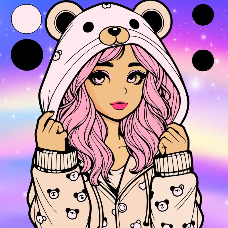 realistic girl in a animal pjs hoodie