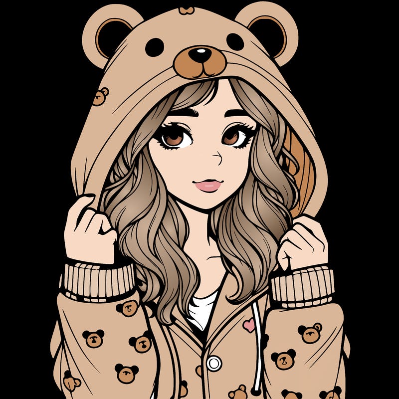 realistic girl in a animal pjs hoodie