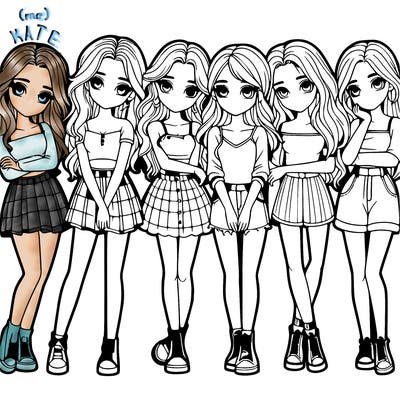 a group of girls realistic