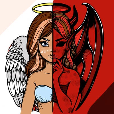 realistic angel half demon