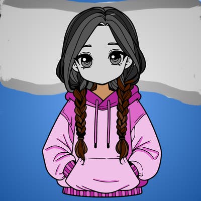 a realistic girl with a oversized hoodie and she has braids