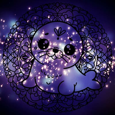 a cute baby seal mandala