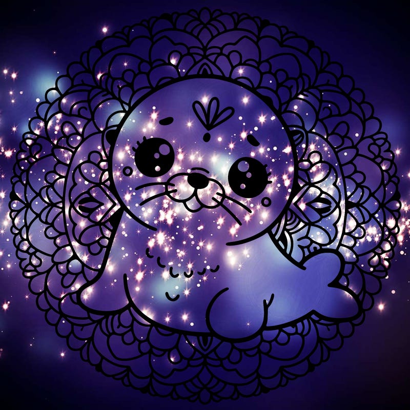 a cute baby seal mandala