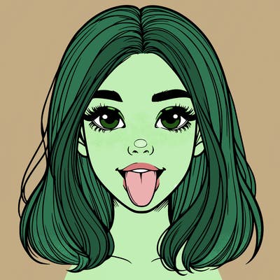 realistic girl with her tongue out