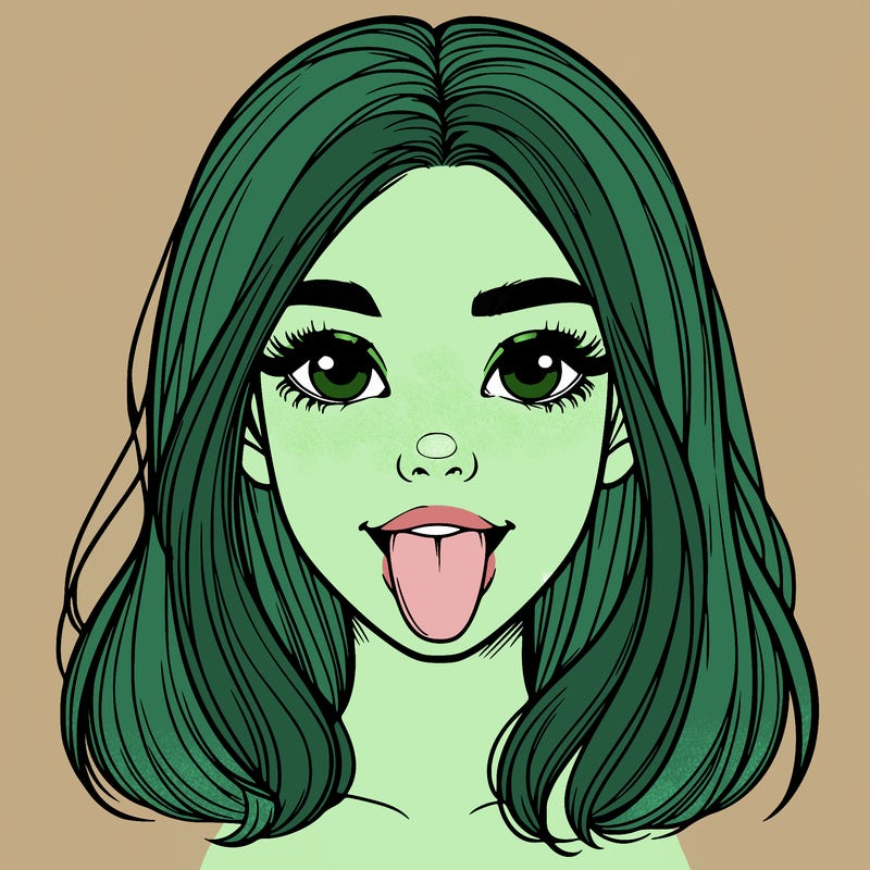 realistic girl with her tongue out