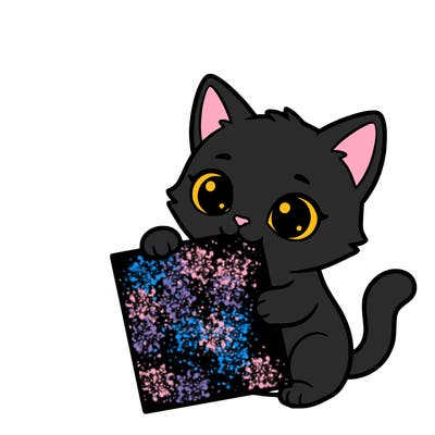 a small cat with a blank sheet of paper in its hand. the cat is sooooooo cute!