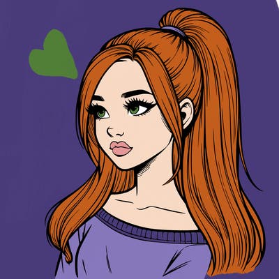 realistic girl with a high ponytail