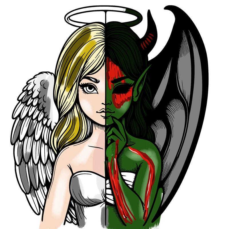 realistic angel half demon