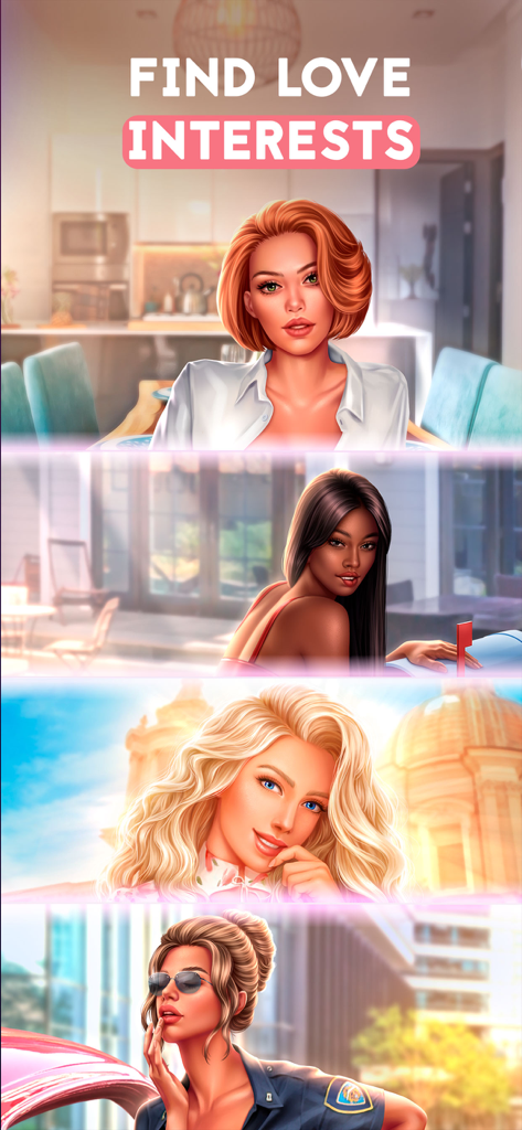 Dream Zone: Interactive Story - Diverse female love interest characters from the Dream Zone interactive story game.