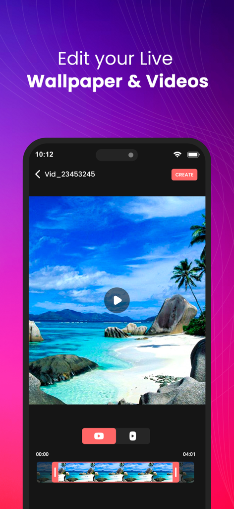 Ringtone Maker-create ringtone - Ringtone Maker app screen for editing live wallpapers and videos