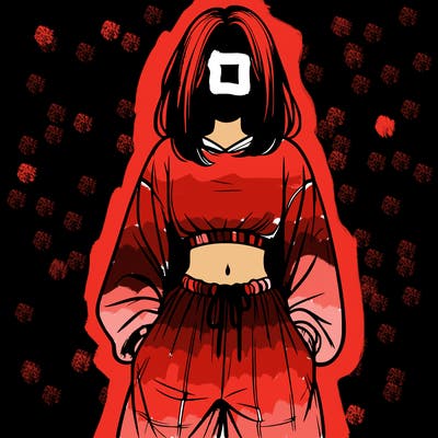 realistic girl faceless with baggy pants and a crop top