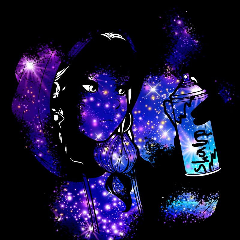 a realistic girl, spray painting