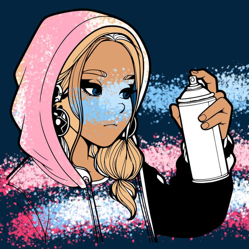 a realistic girl, spray painting