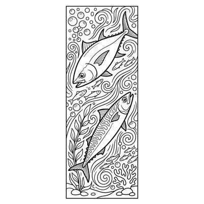 Bring the dynamic world of the ocean to life with this captivating Tuna and Mackerel bookmark coloring page. Perfectly designed to mark your next aquatic read, it offers a relaxing creative escape.