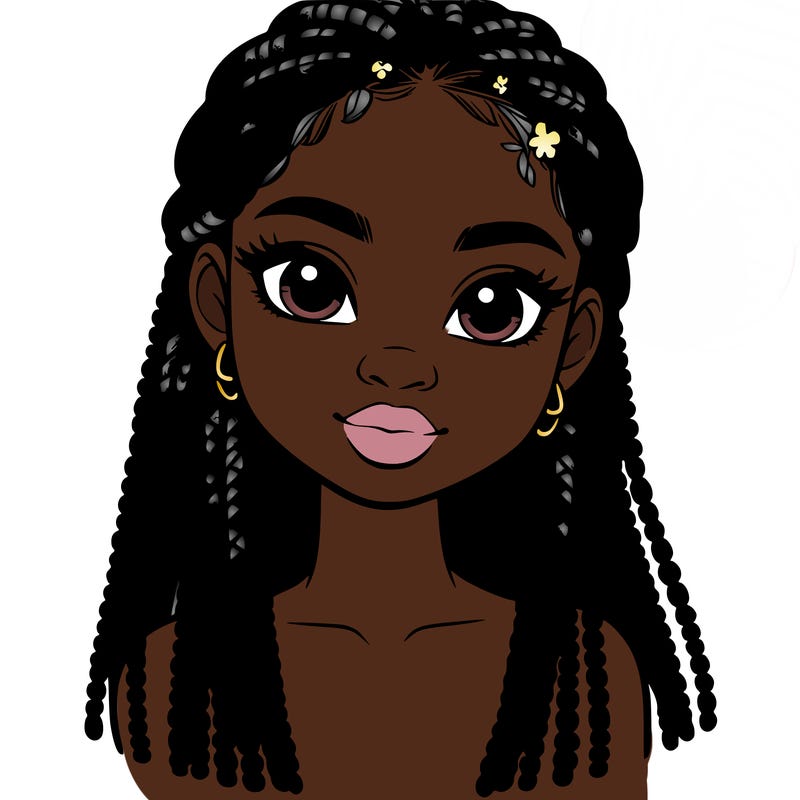 a realistic black girl with braids