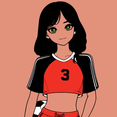 realistic girl wearing soccer jersey