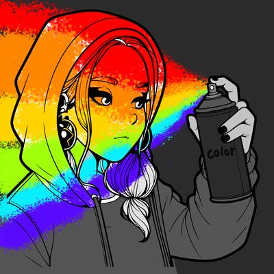 a realistic girl, spray painting