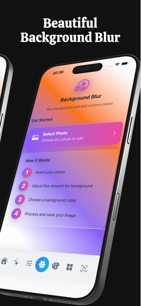 LMArena AI Creative - Screenshot of the background blur tool interface in LMArena AI Creative app