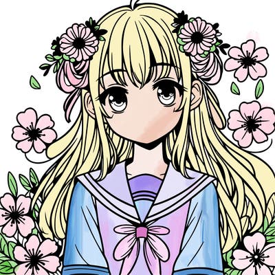 manga girl flowers