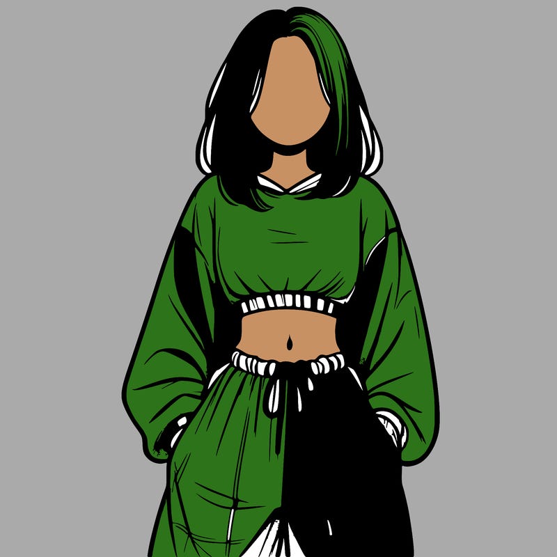 realistic girl faceless with baggy pants and a crop top