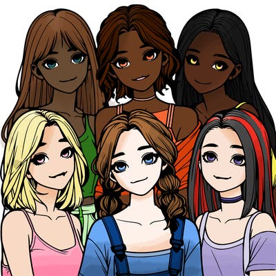 a group of girls realistic