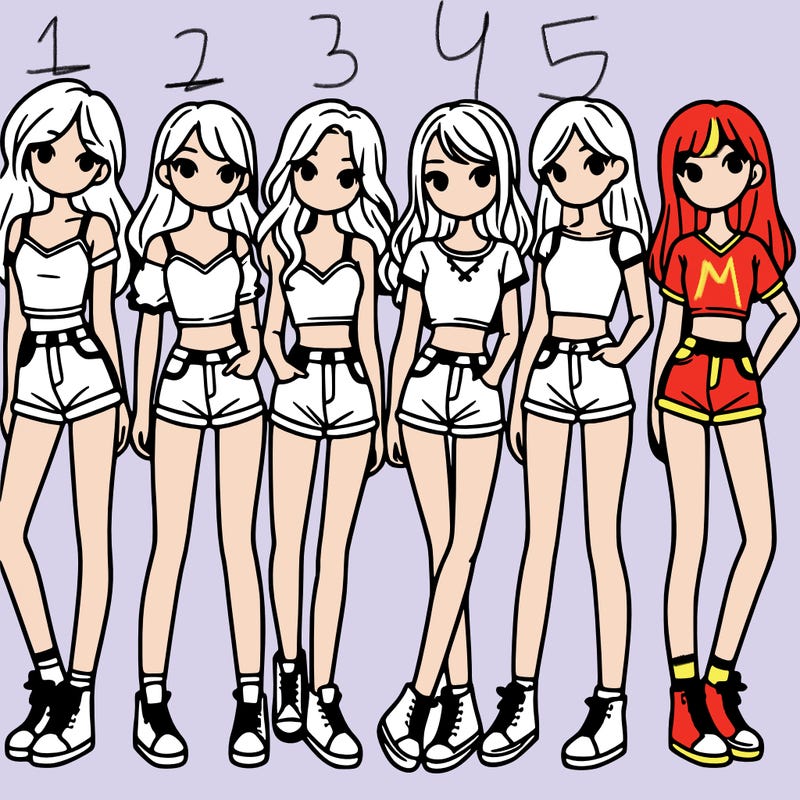 a group of girls wearing crop tops and shorts